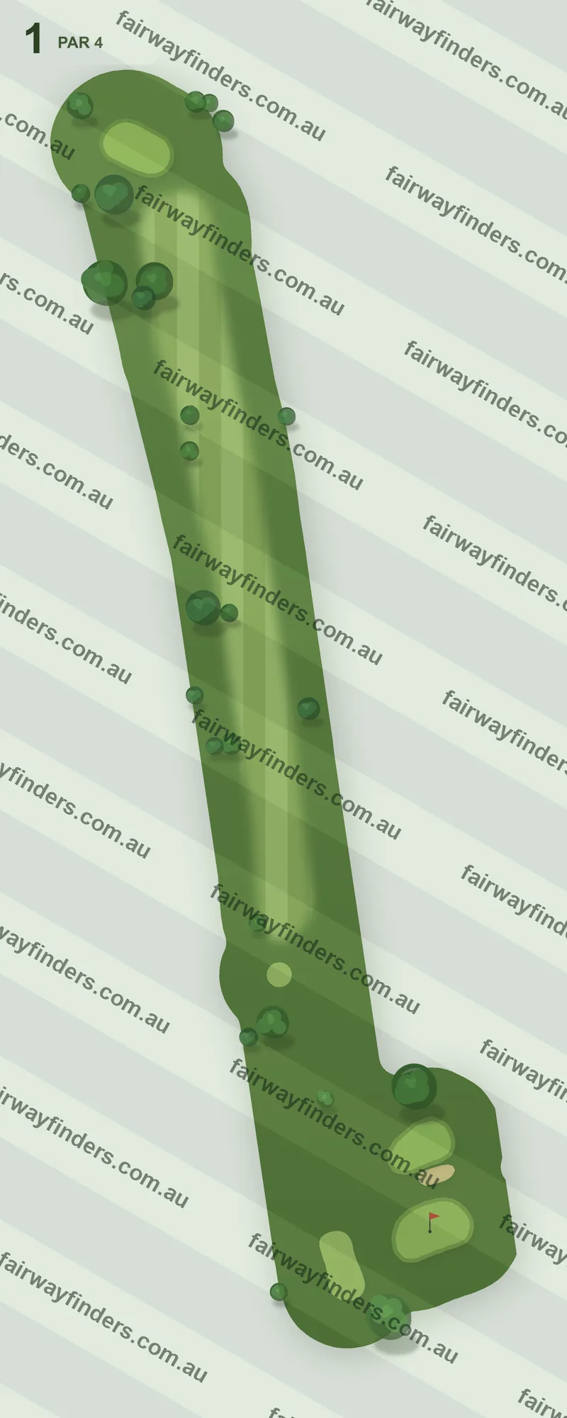 Hole 1 map — par 4, 364 m