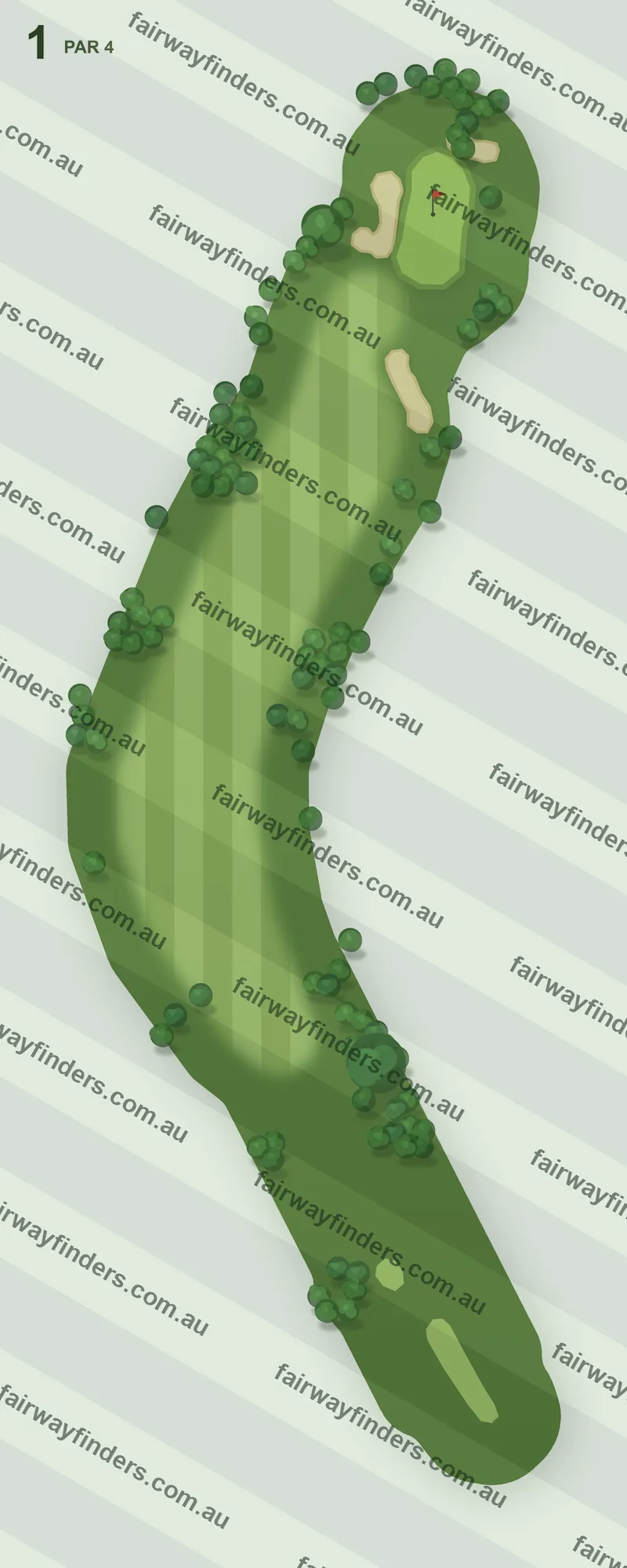 Hole 1 map — par 4, 309 m