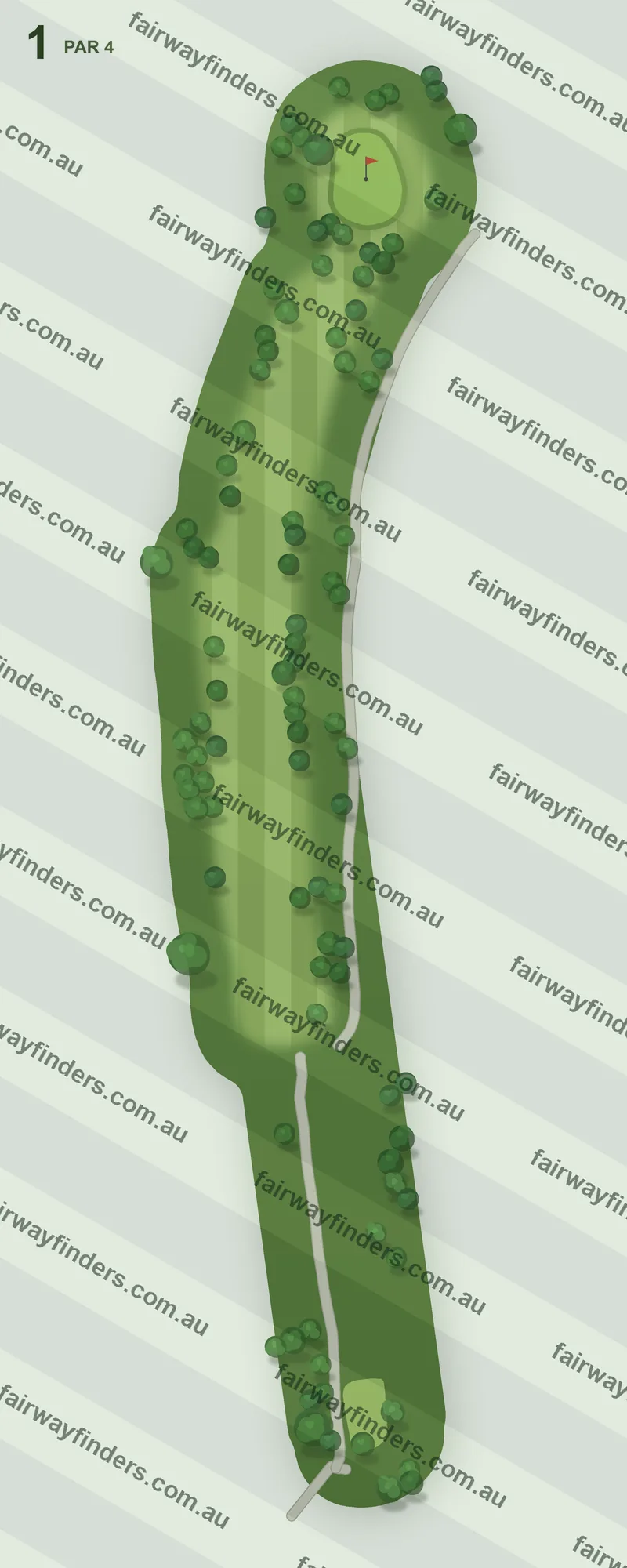 Hole 1 map — par 4, 334 m