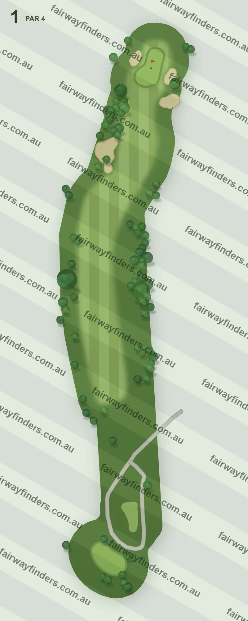 Hole 1 map — par 4, 328 m