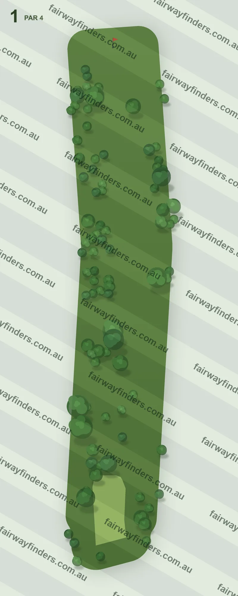 Hole 1 map — par 4, 289 m