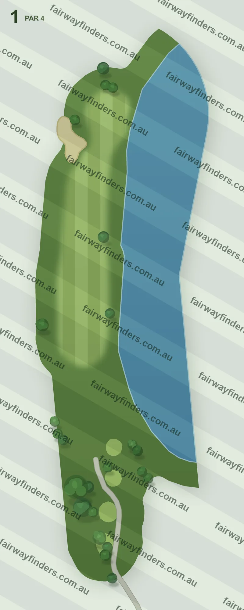 Hole 1 map — par 4, 243 m