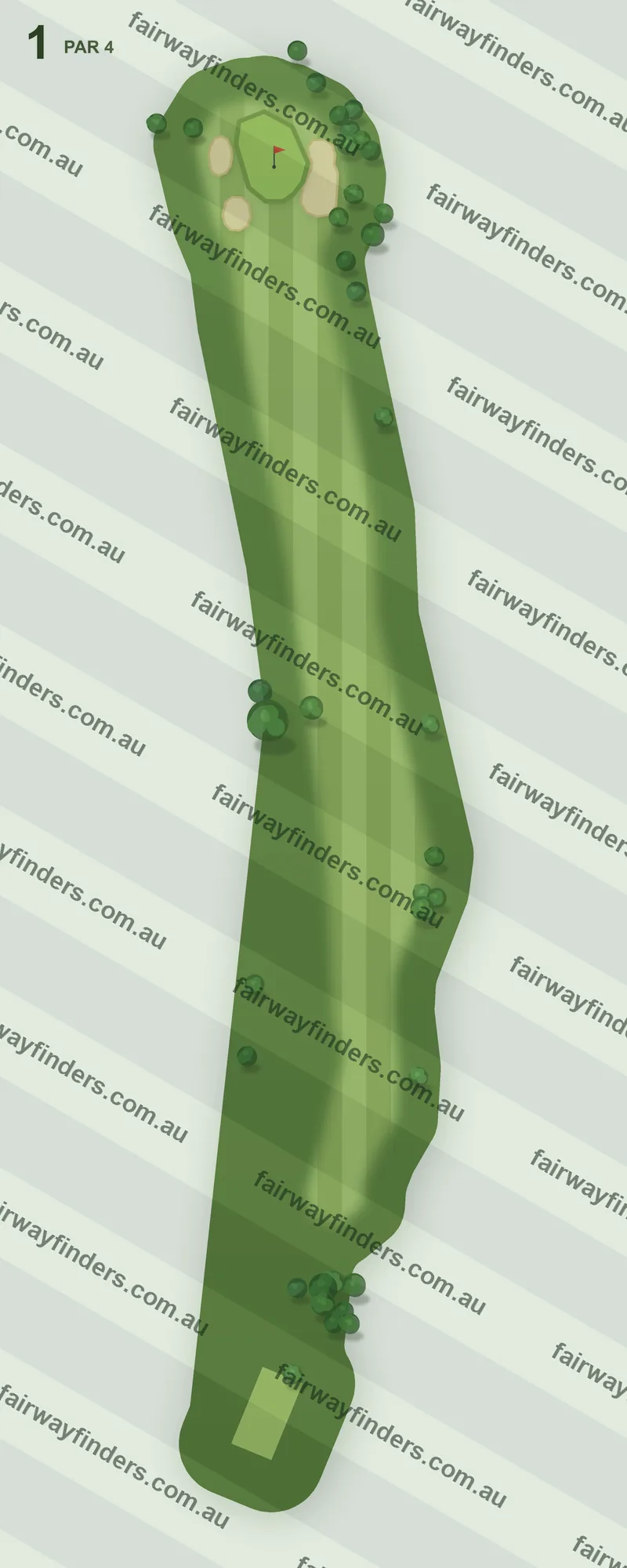 Hole 1 map — par 4, 365 m