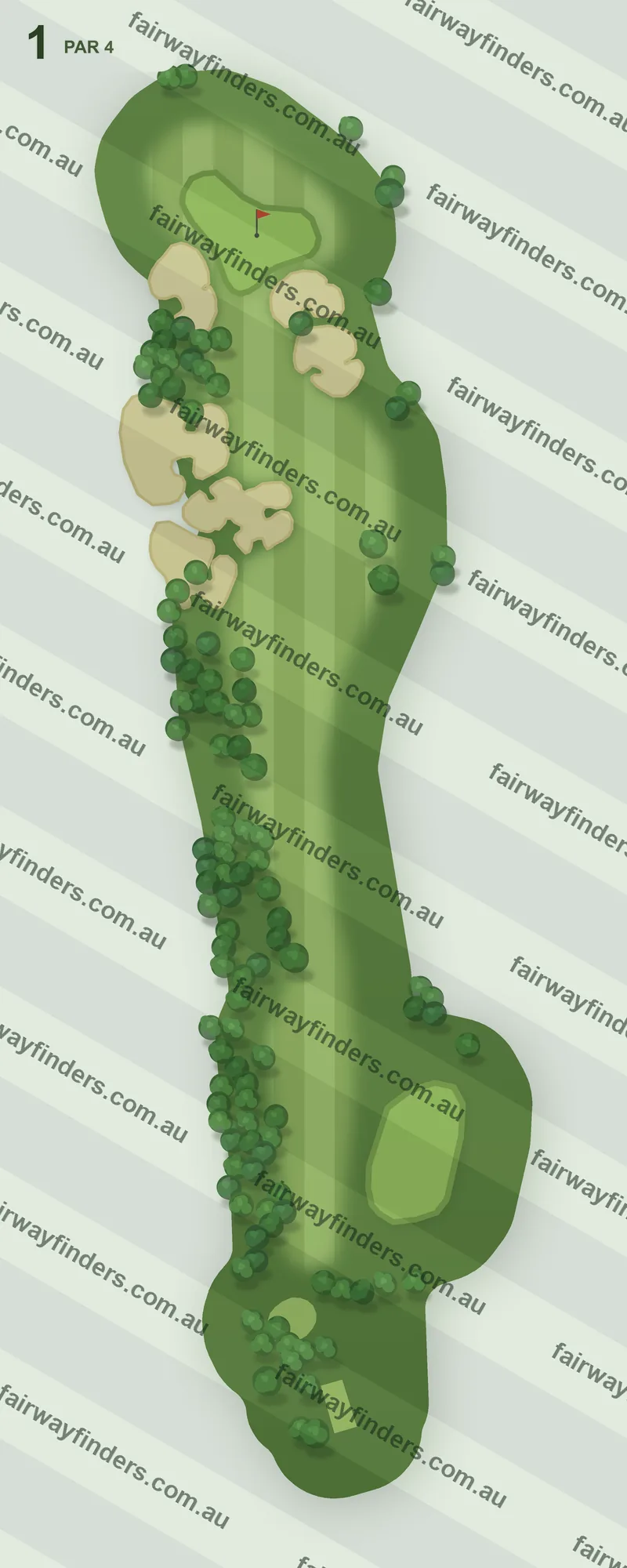 Hole 1 map — par 4, 316 m