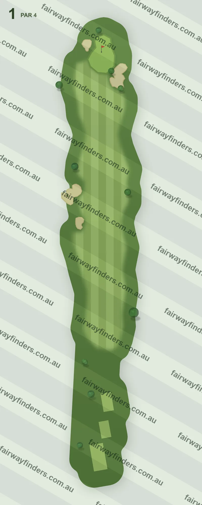 Hole 1 map — par 4, 376 m
