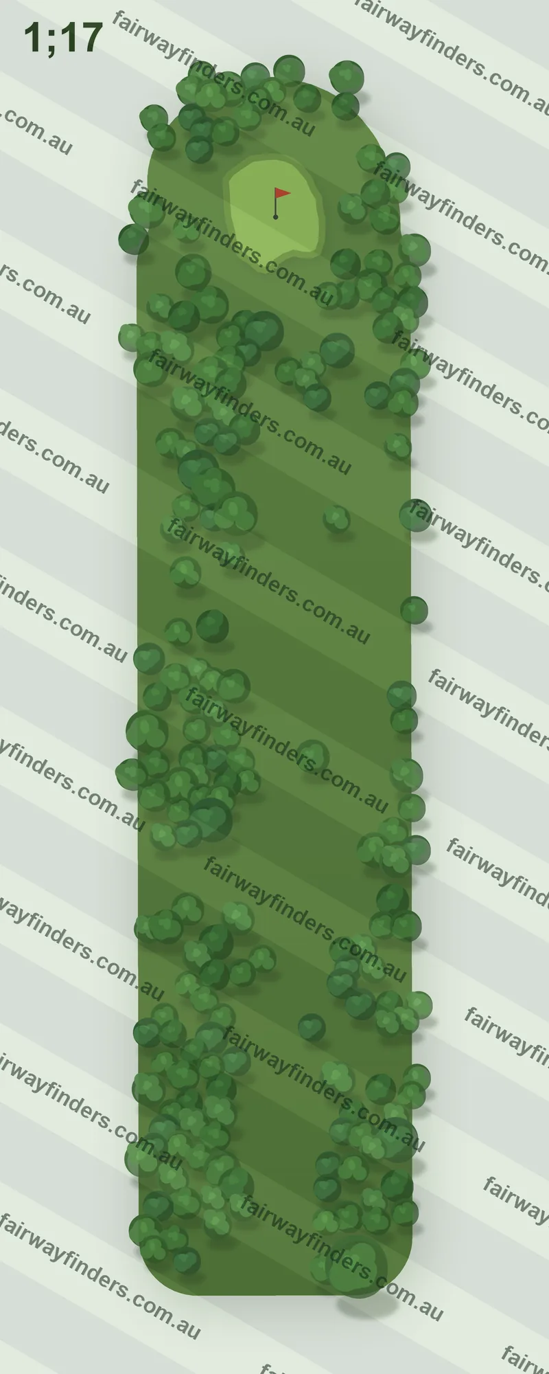 Hole 1 map — par 4, 198 m