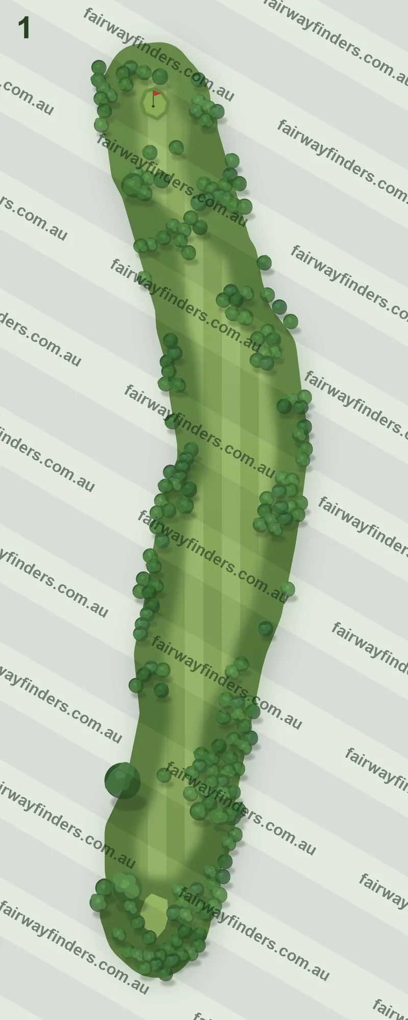 Hole 1 map — par 4, 317 m