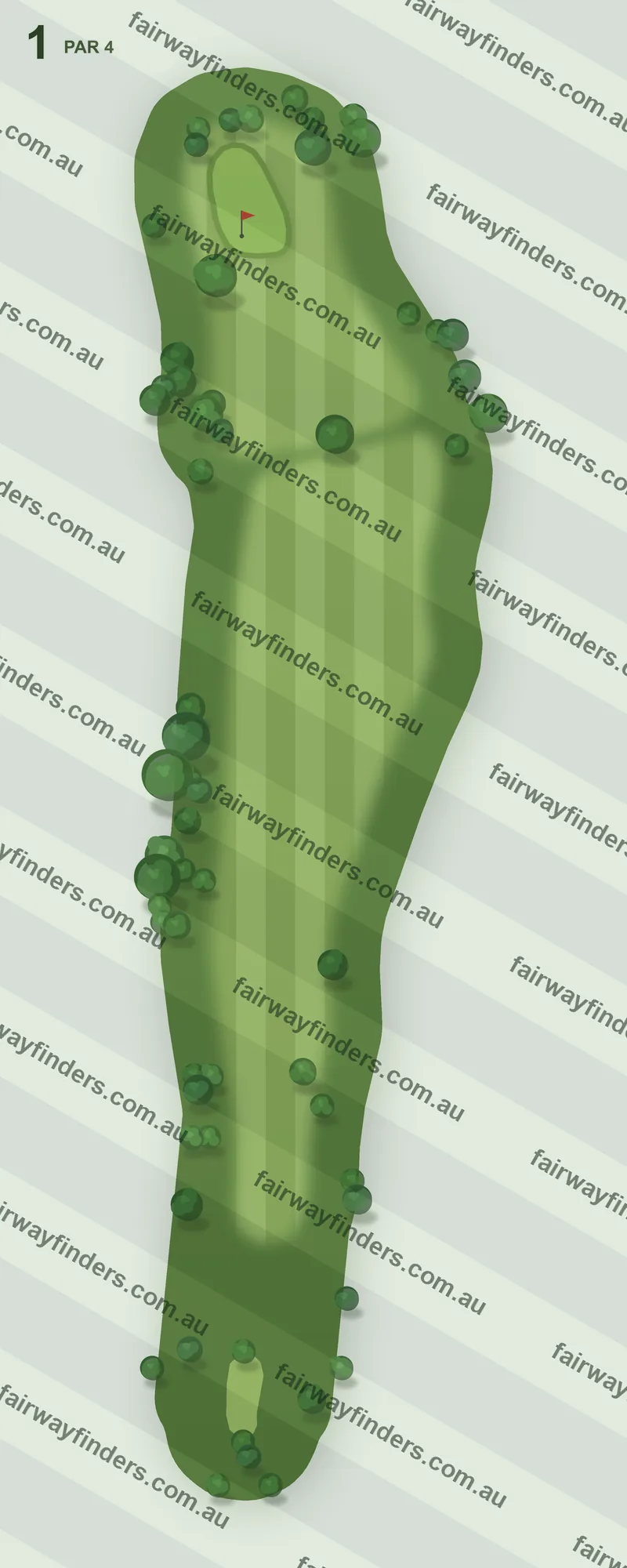 Hole 1 map — par 4, 278 m