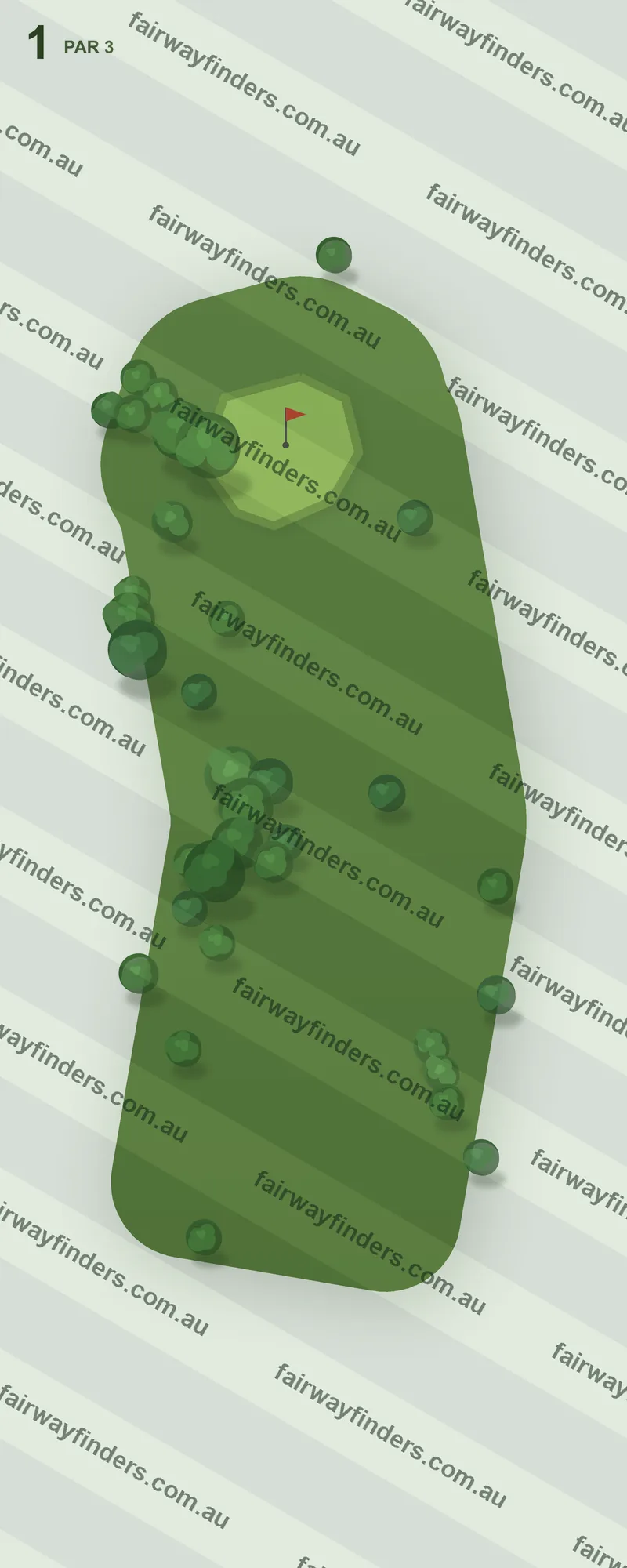 Hole 1 map — par 3, 121 m