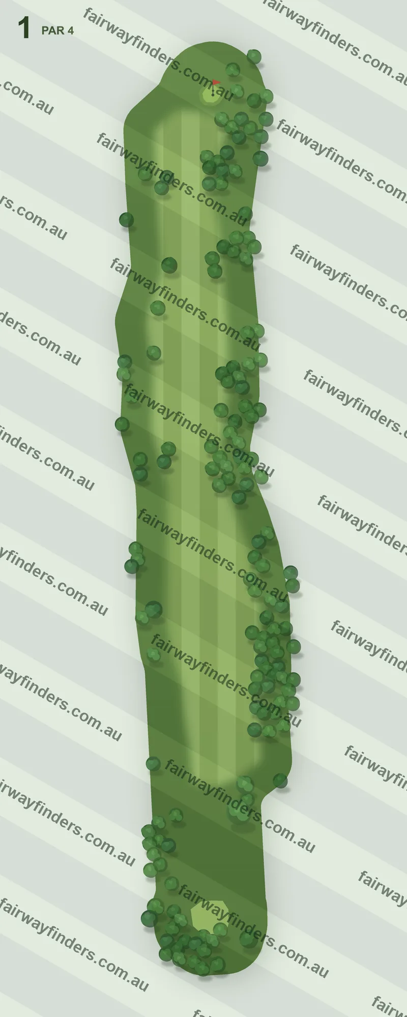 Hole 1 map — par 4, 318 m