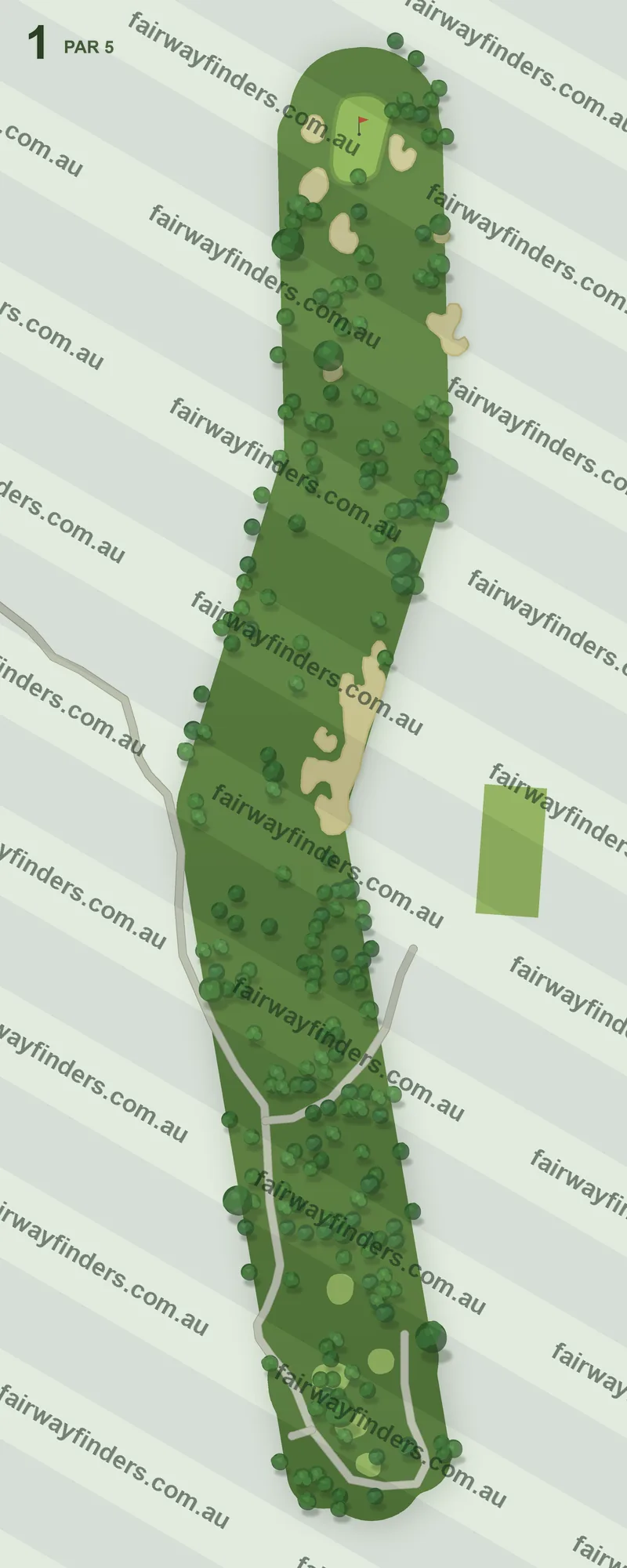 Hole 1 map — par 4, 367 m