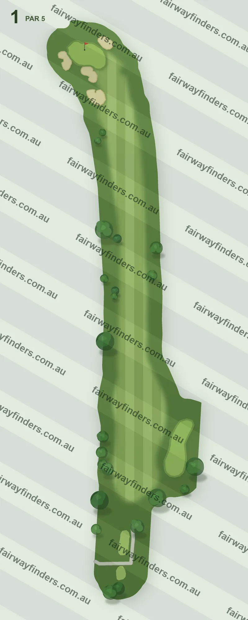 Hole 1 map — par 5, 497 m