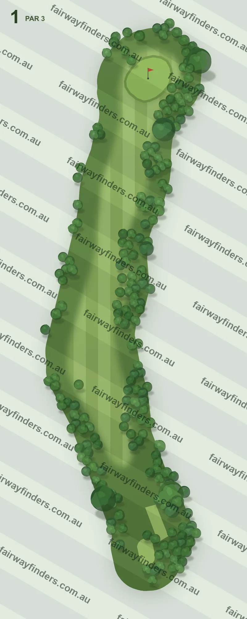Hole 1 map — par 4, 448 m
