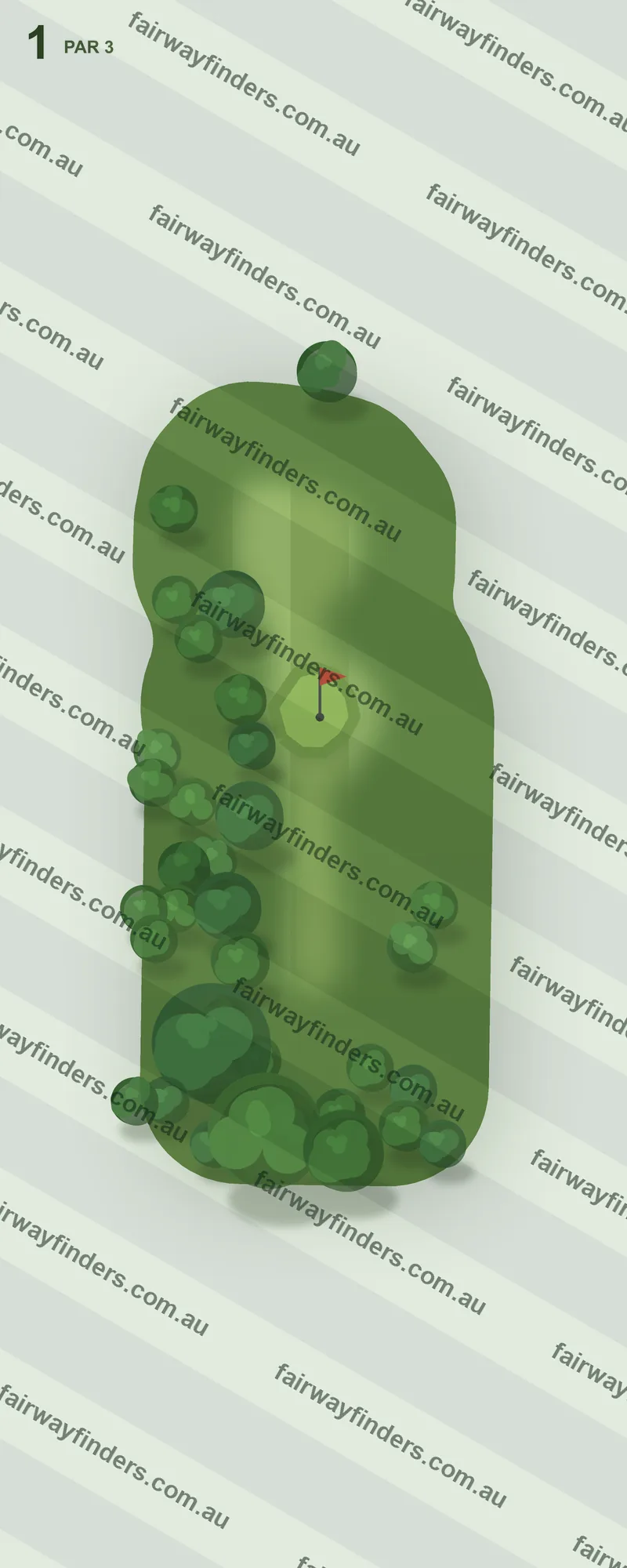 Hole 1 map — par 3, 44 m