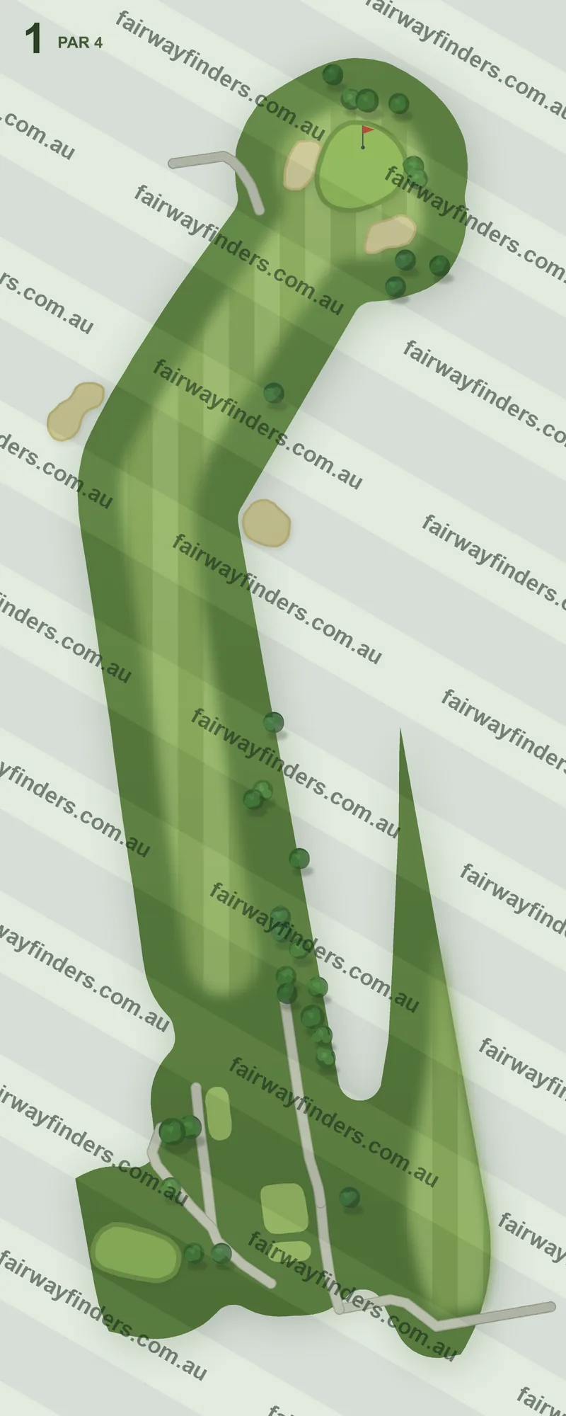Hole 1 map — par 4, 322 m