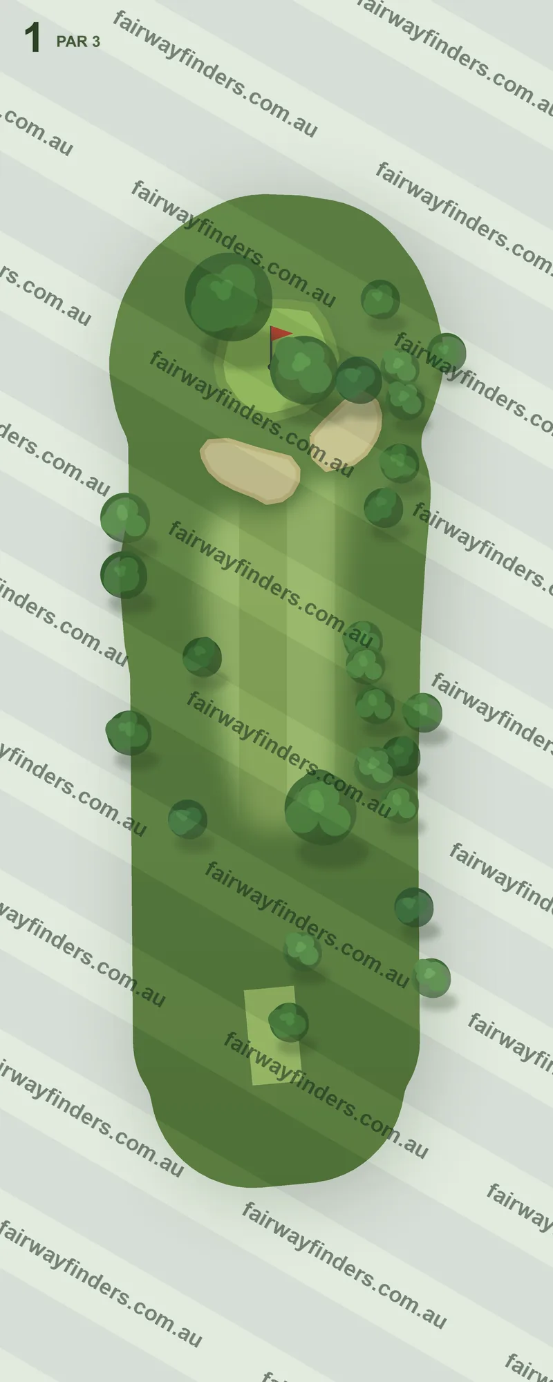 Hole 1 map — par 3, 119 m