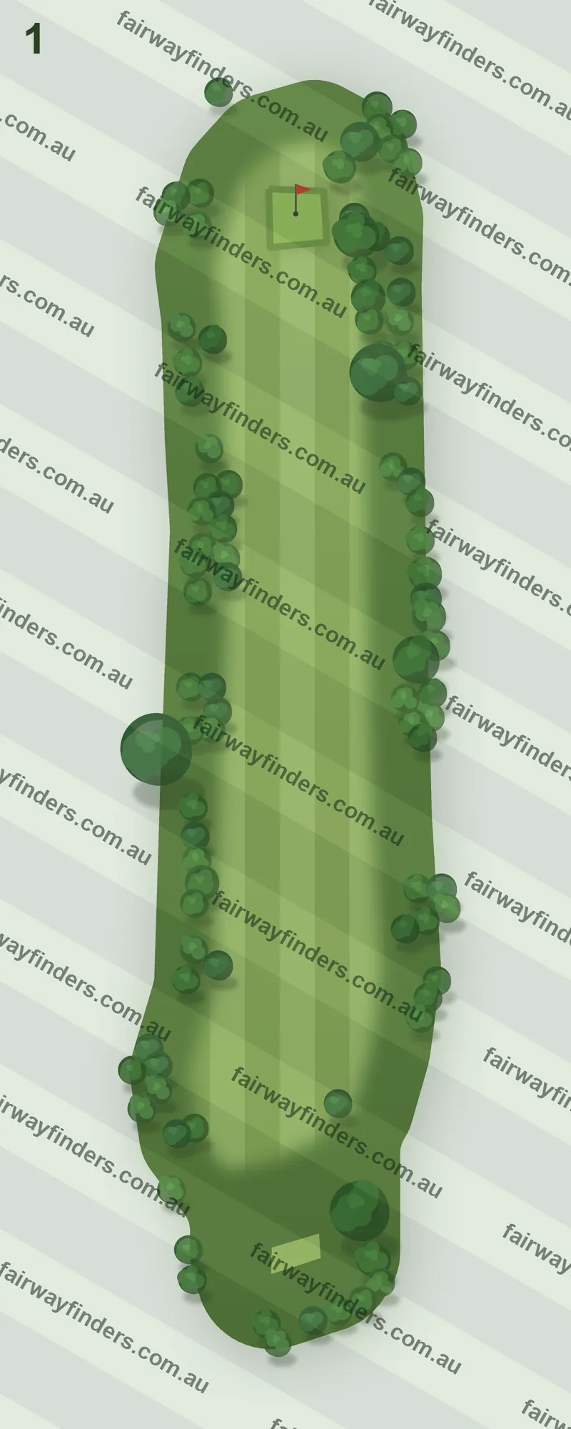 Hole 1 map — par 4, 208 m