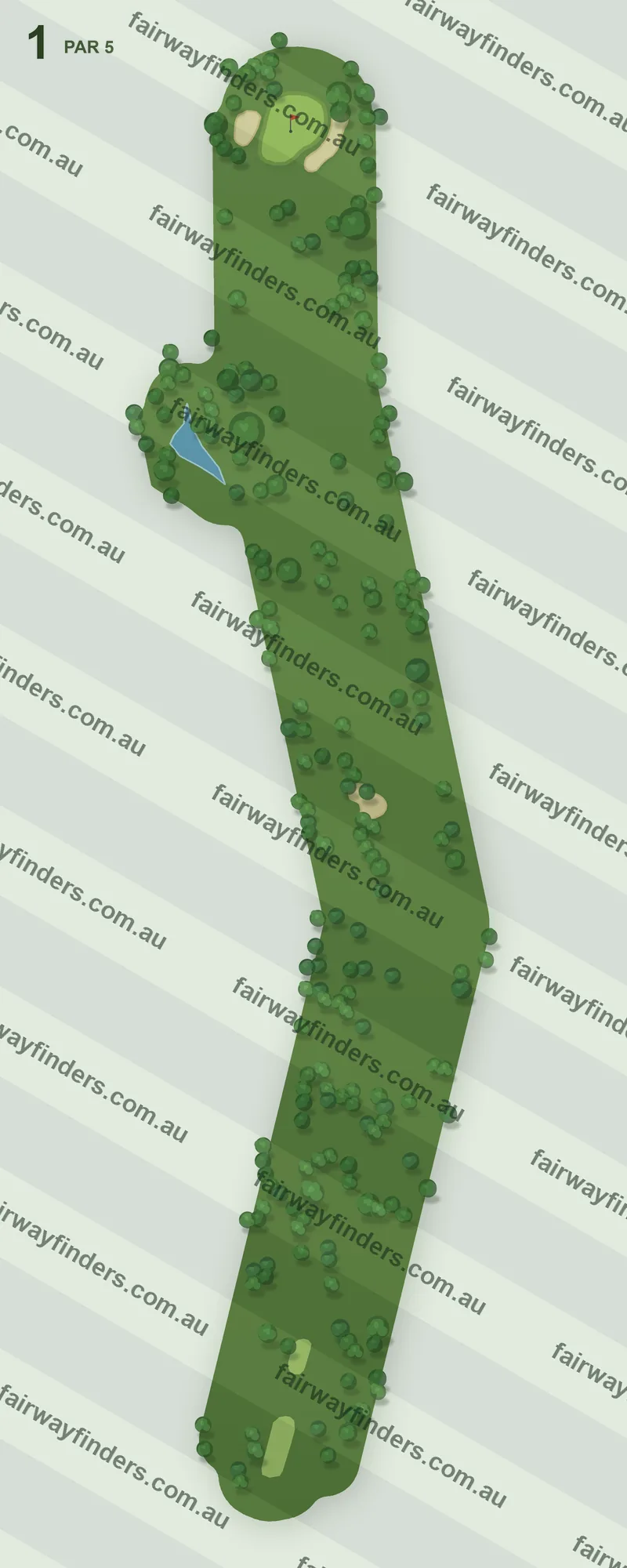 Hole 1 map — par 5, 463 m