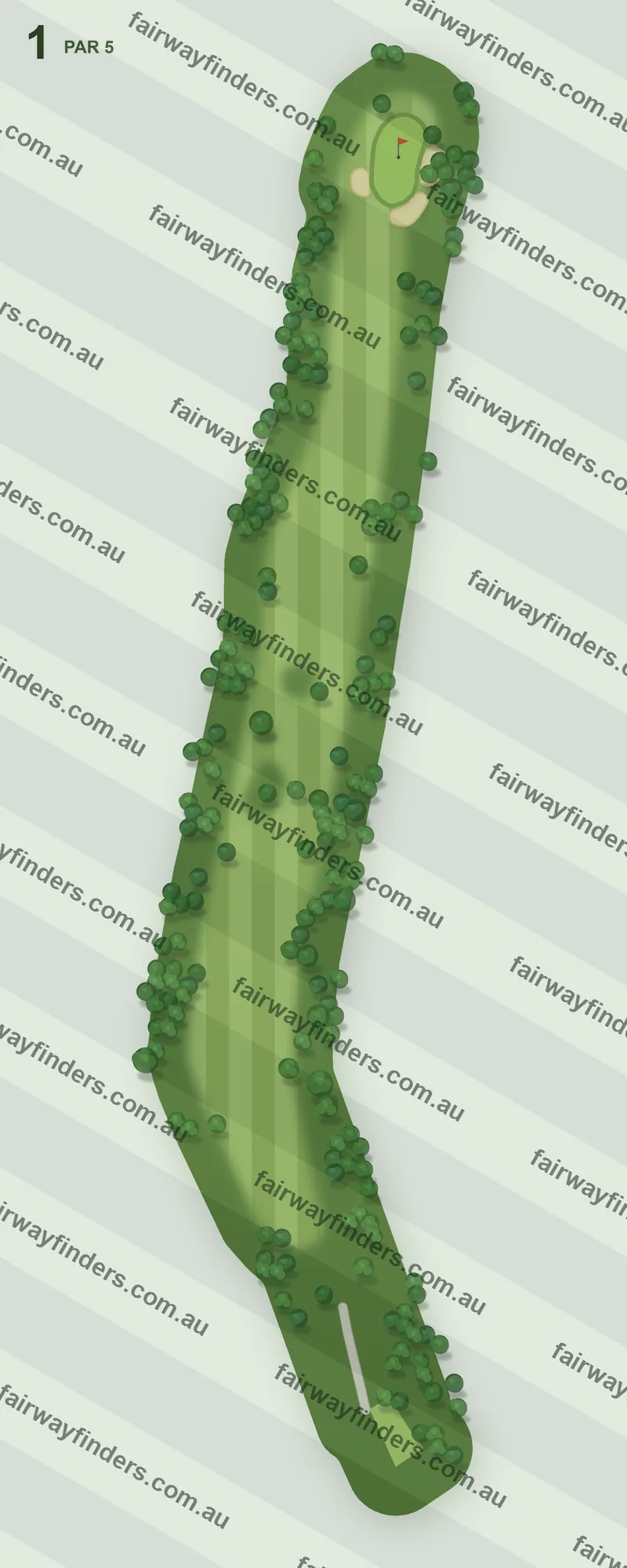 Hole 1 map — par 5, 396 m